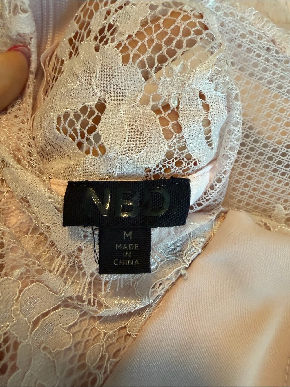 NBD Revolve Pink Satin Lace Bustier Strapless Cocktail Dress M Asymmetrical - Picture 5 of 7